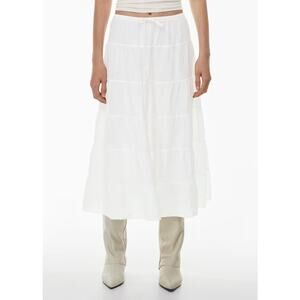 Aritzia Wilfred Bouquet Tiered White Linen Maxi Skirt Women's Size Large